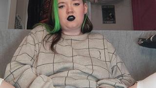 Big titty goth girl teases and rides dildo