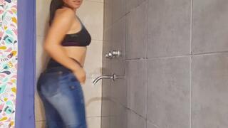 Shower with yeans