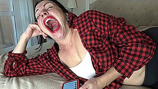 yawning in bed lying down m