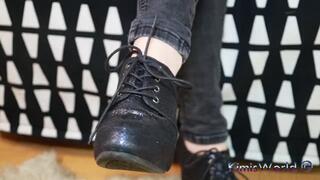 Worn Lace-Up Heels & Sweaty Nylon Tease – Up Close & Personal