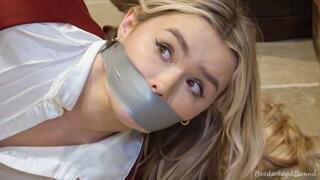 Bonnie in: Little Did the Cleaning Crew Know as They Packed Up to Go Home for the Evening, a Lovely Bound & Gagged Power Girl Struggles HIDDEN in a Store Room! (HD)