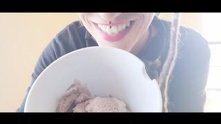 Eating Ice Cream with Cruncy Pieces