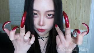 #18 - Painting Red Nail Polish with my Long Natural Nails(12mins)