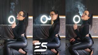 Smoking a Marlboro red in all black