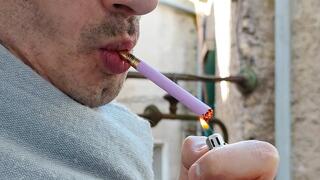 Smoking Sobranie Lilas 100s outside 180325 4K