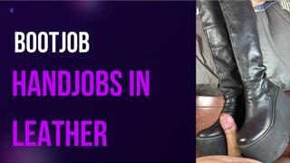 pov bootjob in new leather boots and glove