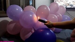 Balões estourando com fogo