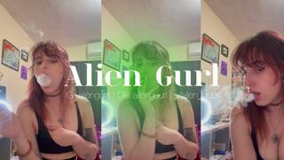 Heavy Smoker Flashes her Boobs as she Smokes a Cork | Alien Girl