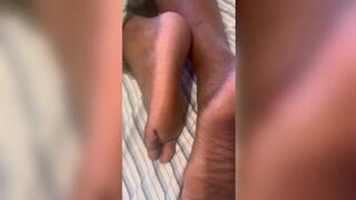 Ebony goddess red nails tickles BBC working mans feet