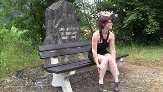 Fucked outdoors spontaneously on a park bench