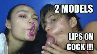 LIP FETISH 240616BD KARIME + SARAI 2 MODELS MAKING LIP TRICKS WHILE SUCKING COCK SD WMV