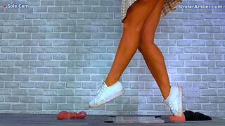 Deep Cleaning My Dirty Adidas Trainers With Your Tongue - Sole Cam - 150F-SOLE - Goddess Amber - Shoe Worship Foot Gagging Face Busting & Standing