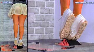 Deep Cleaning My Dirty Adidas Trainers With Your Tongue - Split Cam - 150F-SPLIT - Goddess Amber - Shoe Worship Foot Gagging Face Busting & Standing