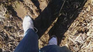 Mizuno sneakers in thick mud