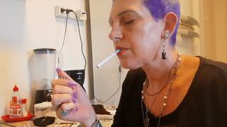 Smoking and spitting coffee