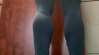 Barefoot Cleaning The Top Of The Cabinet