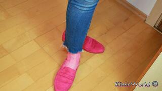Soft Pink Suede Loafers & Scented Worn Nylons – Casual Tease