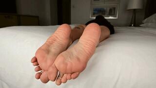 Sexy mature silver foxed vixen toe ringed feet! VIRGIN SOLES! Candid views - MOV