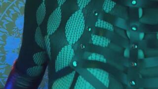 Strip Tease: No Salvation, No Forgiveness! Fishnets, leather boots, bondage harness, removal of one piece at a time …