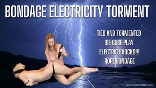 ROPE BONDAGE Electricity Torment with Ice Cubes and Violet Wand