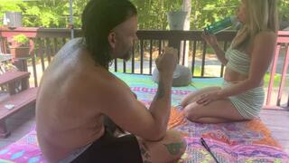 Mean Femdom spit feet and ass in face