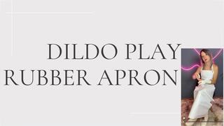 dildo play in white rubber apron