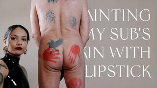 Painting my sub's skin with lipstick