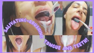 Salivating+brushing tongue and teeth!