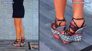 Smashing His Cock & Balls Under My Dirty Old Clubbing Wedges - Split Cam - 151SPLIT - Ballbusting CBT Trampling Trample Crushing Crush FemDom