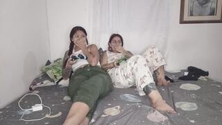 Playing with my girlfriend and farting so loud and she notices