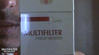Smoking Multifilter Red 100s Superslims closeup