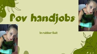 pov handjobs in rubber green rain suit