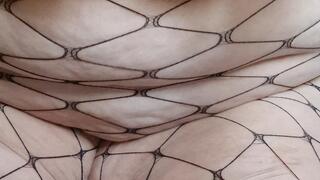 Bbw in fishnet bodystocking masturbate