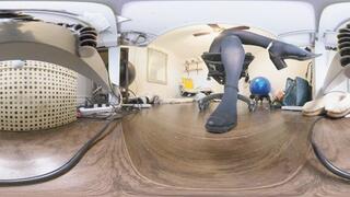 Sitting at her desk in Black tights and heels 360vr
