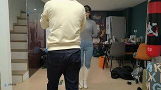 Cowgirl who is tightly bound and gagged all over her body, experiencing orgasmic stimulation (Chinese model)