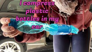 squeezing plastic bottles with my feet on top of my car