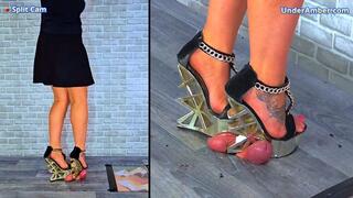 Busting The Cum From Its Balls In My Old Clubbing Wedges - Split Cam - 154SPLIT - Balls Testicle Trample Crush Crushing CBT Ballbusting Shoejob Footjob Cumshot Ruined Orgasm