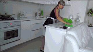 Poor maid lift and carry her boss Un