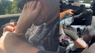 Hot Girl Foot Massage in the Car Fantasy POV - 4k version