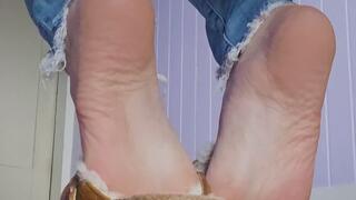 Fuzzy Birks Shoeplay Tease