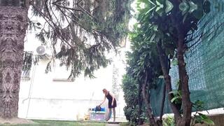 The Enchanting Presence of Nicoletta A Giantess in Elegant Black, Transforming Fear into Wonder at the garden 720HD