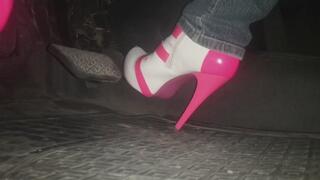 Fancy White & Pink Stiletto Booties Drive