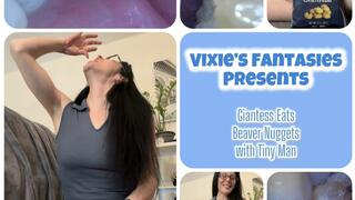 Giantess Eats Beaver Nuggets with Tiny Man