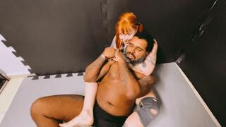 ROUND 1 Mel fire is burning against a black big stud - interracial mixed wrestling fight