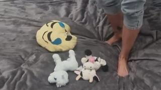 Nastya hard trample and crush soft toy + jumping + humping + dirty shoes + spitting SOFT TOY ON BED