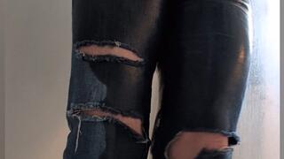 Holding in Ripped Jeans While Playing Sims -- Leaking at Desk and Exploding in Bathroom
