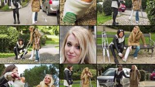 Jade a Difficult Crutch in the Park With Foot Play