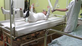 Adry full body cast in the hospital