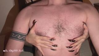 Scratching Nipples of my Slave