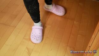 Worn-Out Pink Clogs & Dirty White Socks – Sweaty & Used!